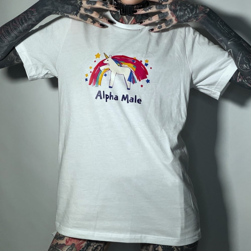 Alpha Male Shirt Unicorn Rainbow T-shirt - Death