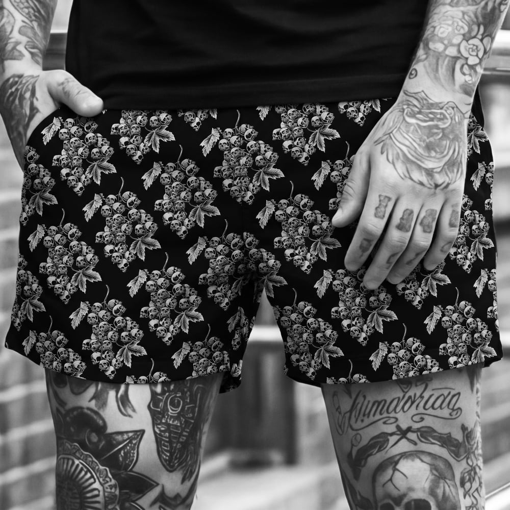 ’Black Harvest’ Goth Swim Shorts - Goth Swim Trunks &