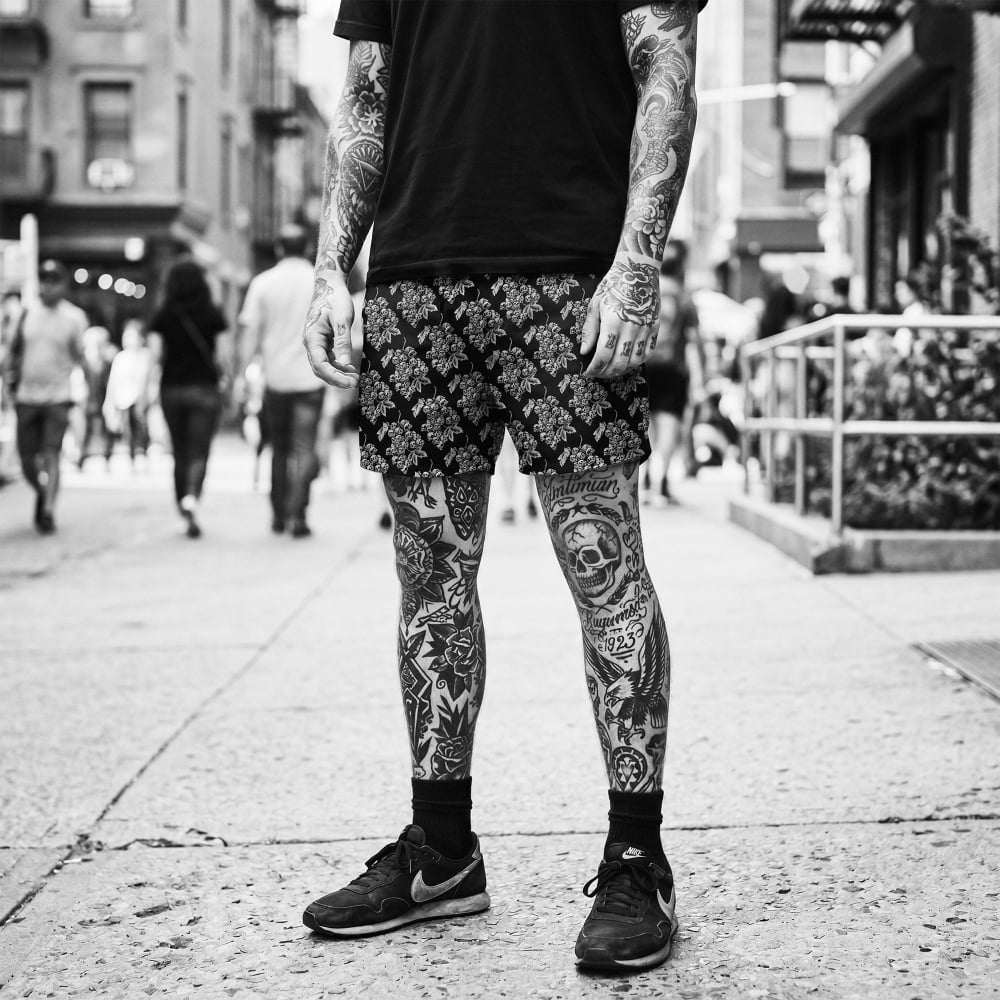 ’Black Harvest’ Goth Swim Shorts - Goth Swim Trunks &