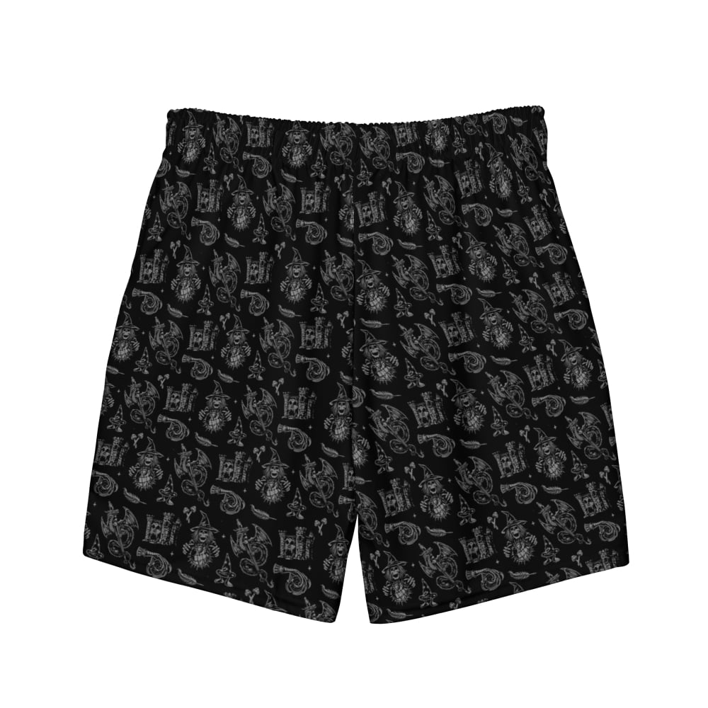 ’Black Magic’ Witch Goth Swim Shorts - Gothic Swim Trunks