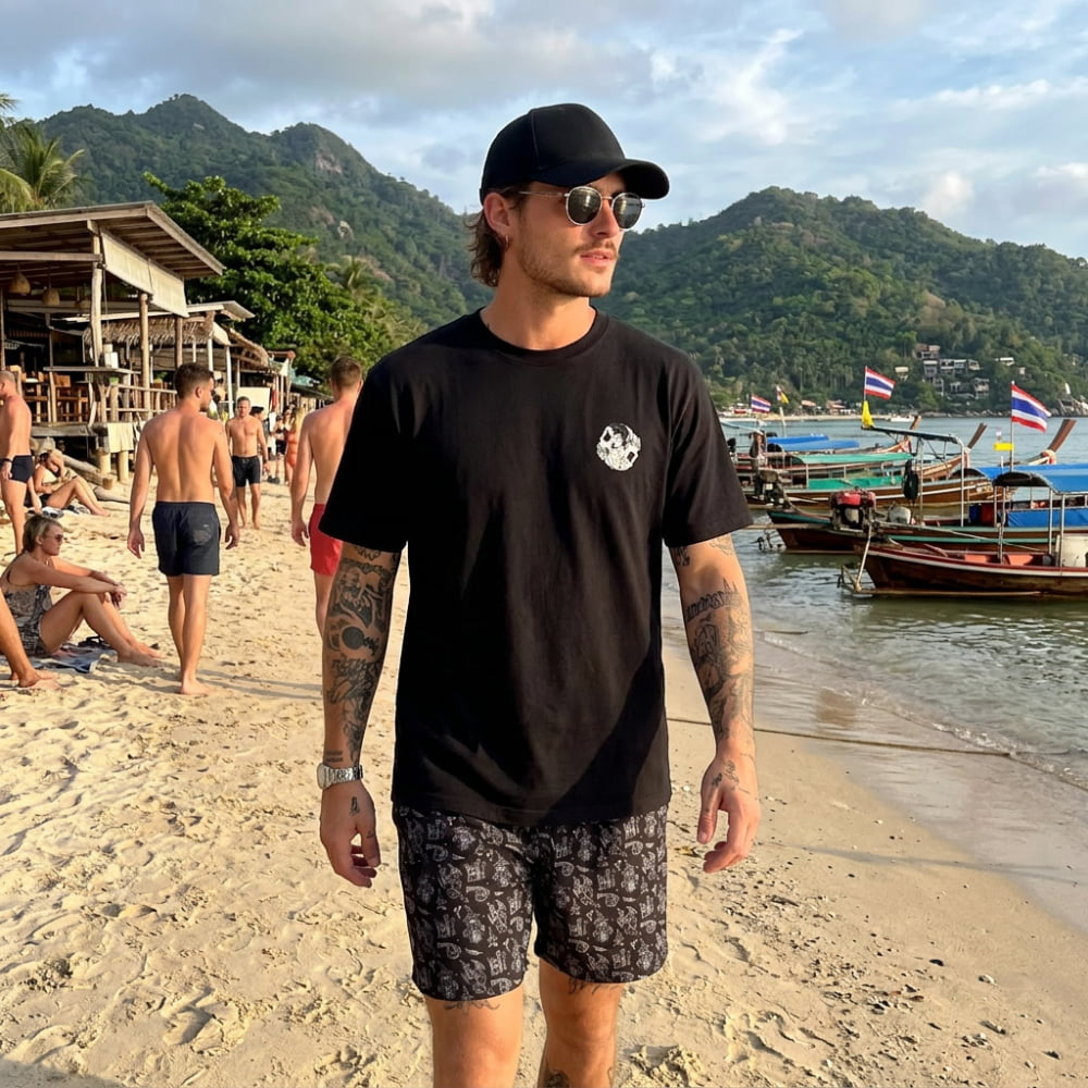 ’Black Magic’ Witch Goth Swim Shorts - Gothic Swim Trunks