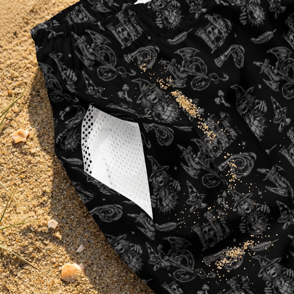 ’Black Magic’ Witch Goth Swim Shorts - Gothic Swim Trunks