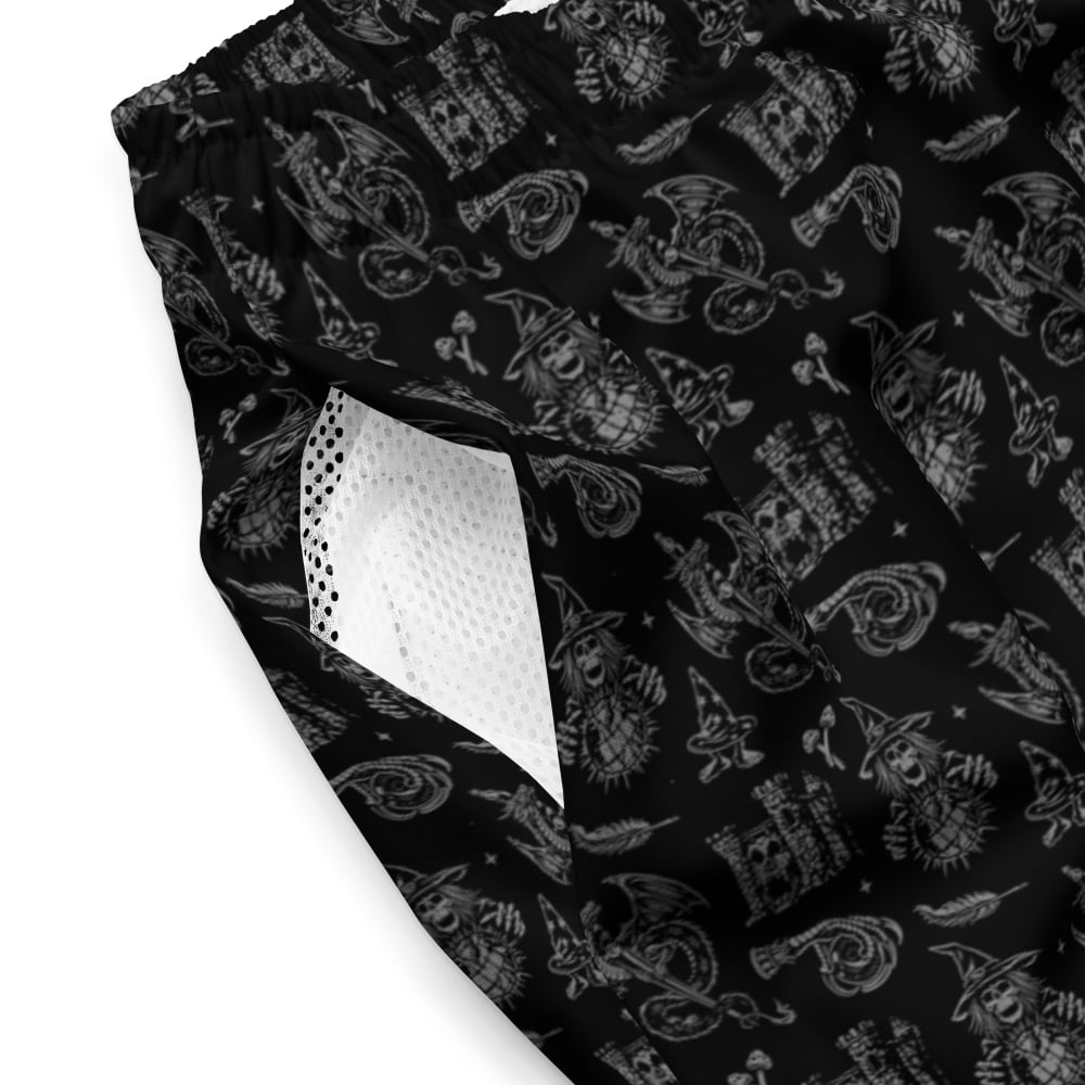 ’Black Magic’ Witch Goth Swim Shorts - Gothic Swim Trunks