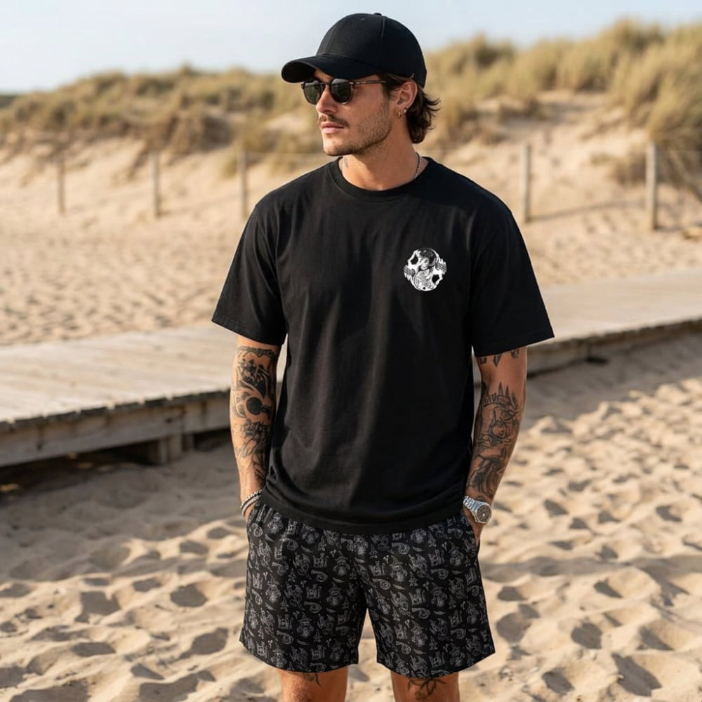 ’Black Magic’ Witch Goth Swim Shorts - Gothic Swim Trunks
