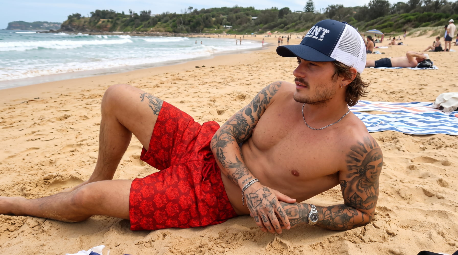 ’Burning Red’ ACAB Punk Swim Shorts - Punk Rock Swimwear