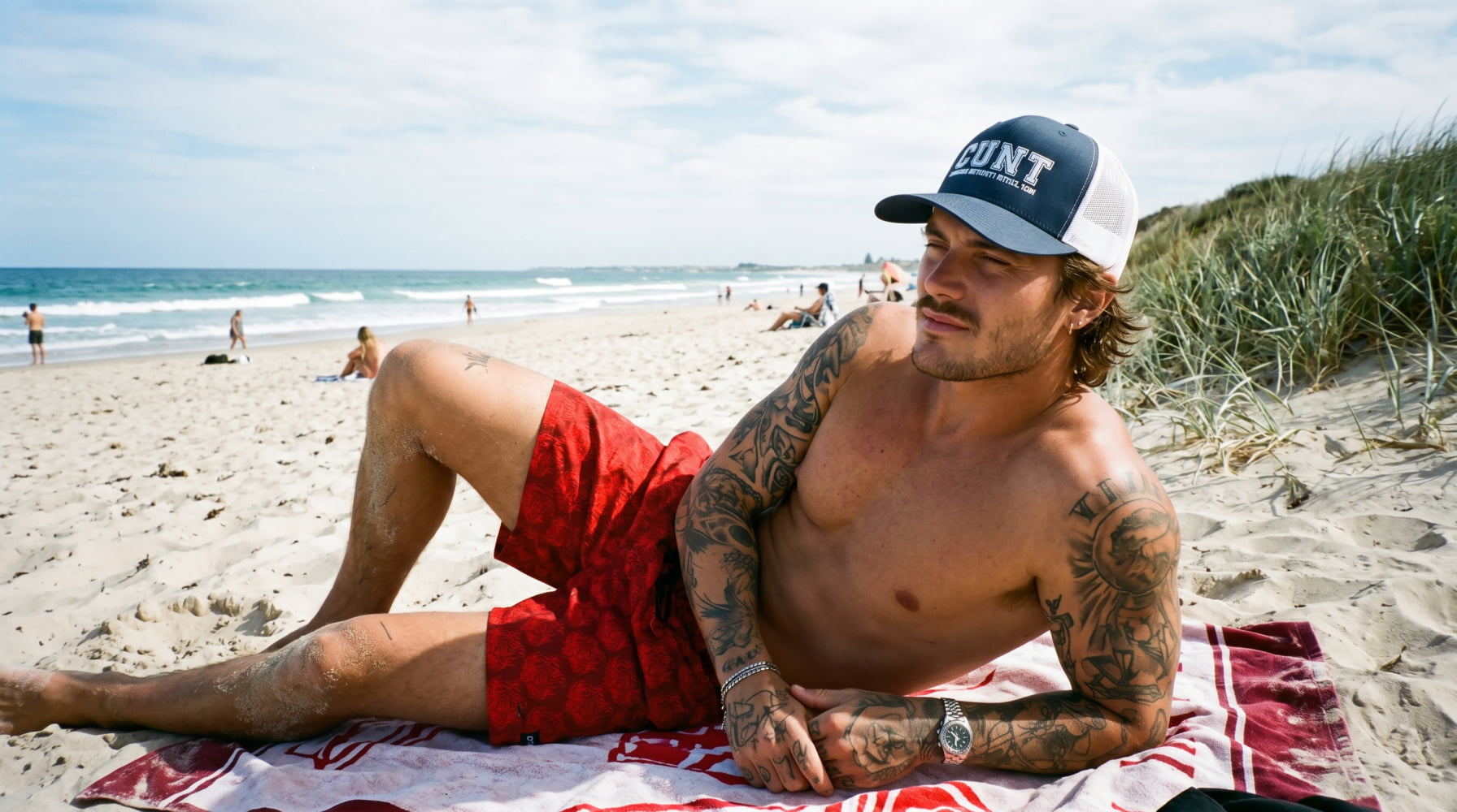 ’Burning Red’ ACAB Punk Swim Shorts - Punk Rock Swimwear