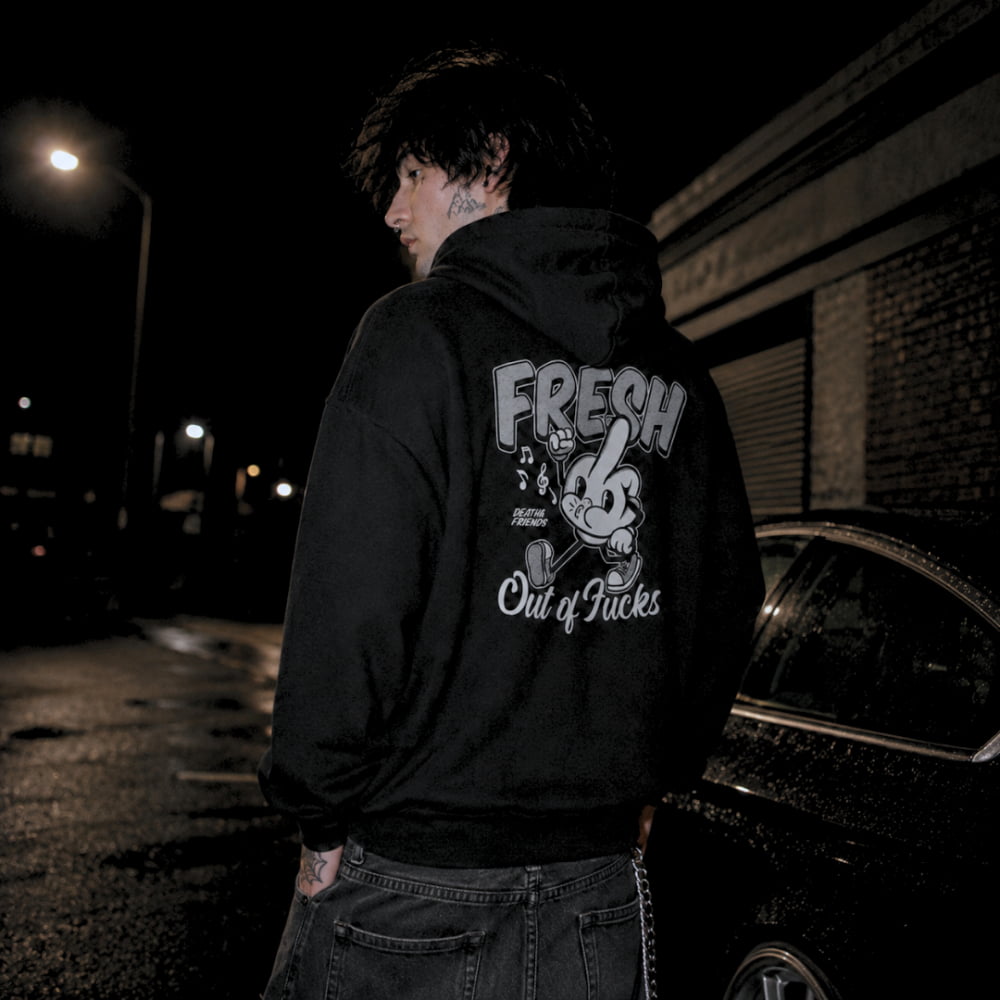 Fresh out of Fucks Hoodie Black - Death and Friends