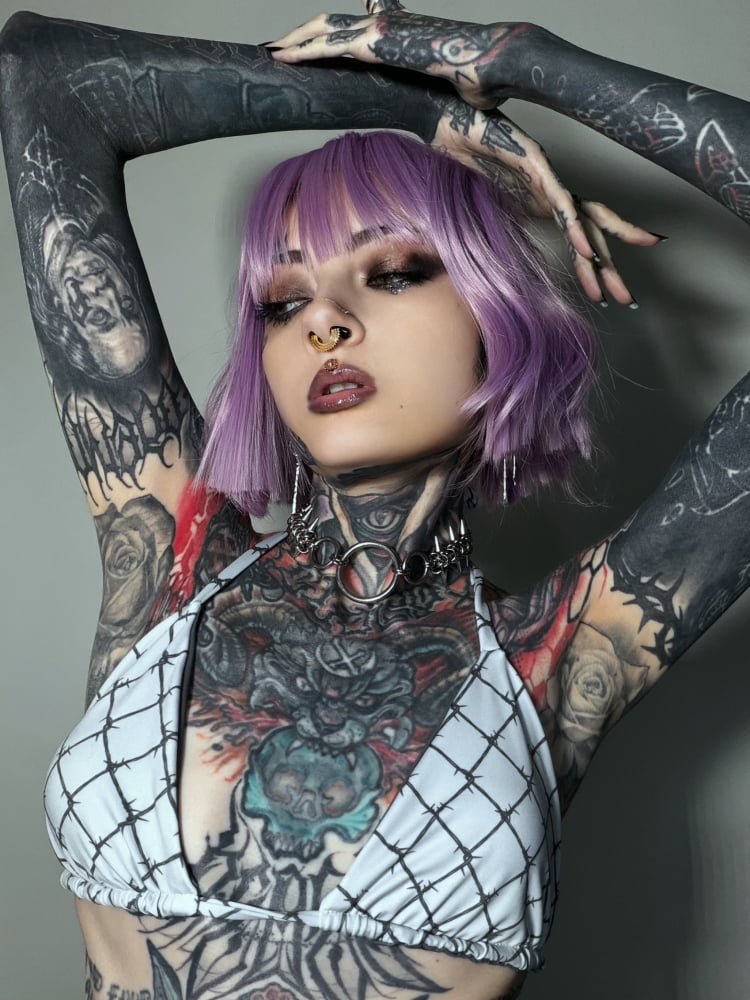 Full-Set ’Caged London’ String Punk Bikini Set - Goth