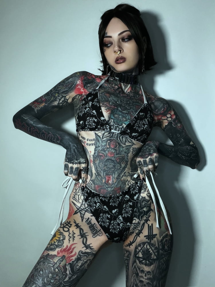 Full-set ’Death Gravevine’ String Skull Bikini Set - Goth
