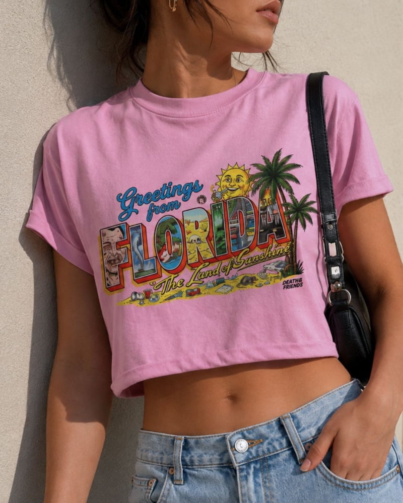 Greetings From Florida The Land of Sunshine Crop Top