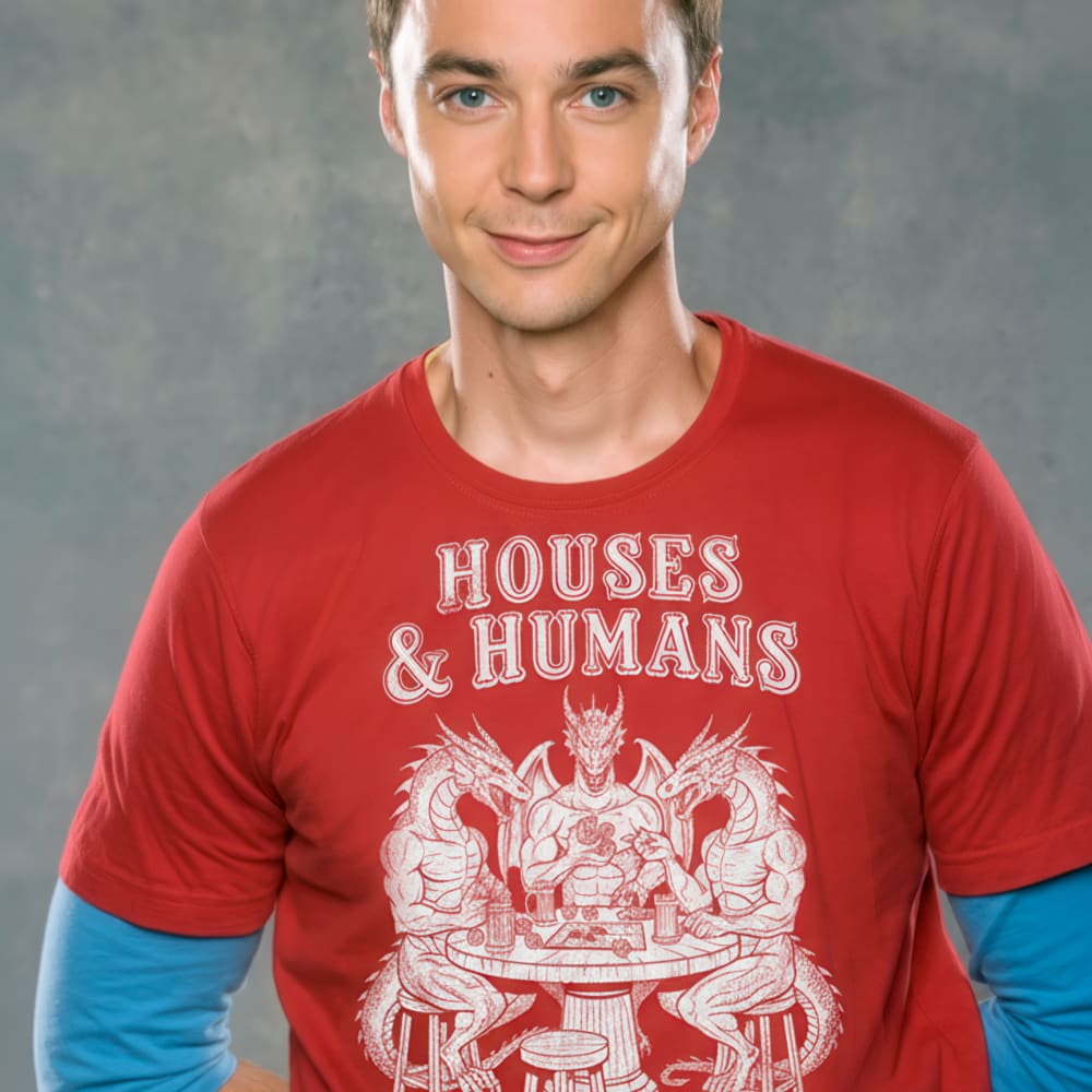 Houses and Humans T-Shirt - Red Dungeons and Dragons Shirt