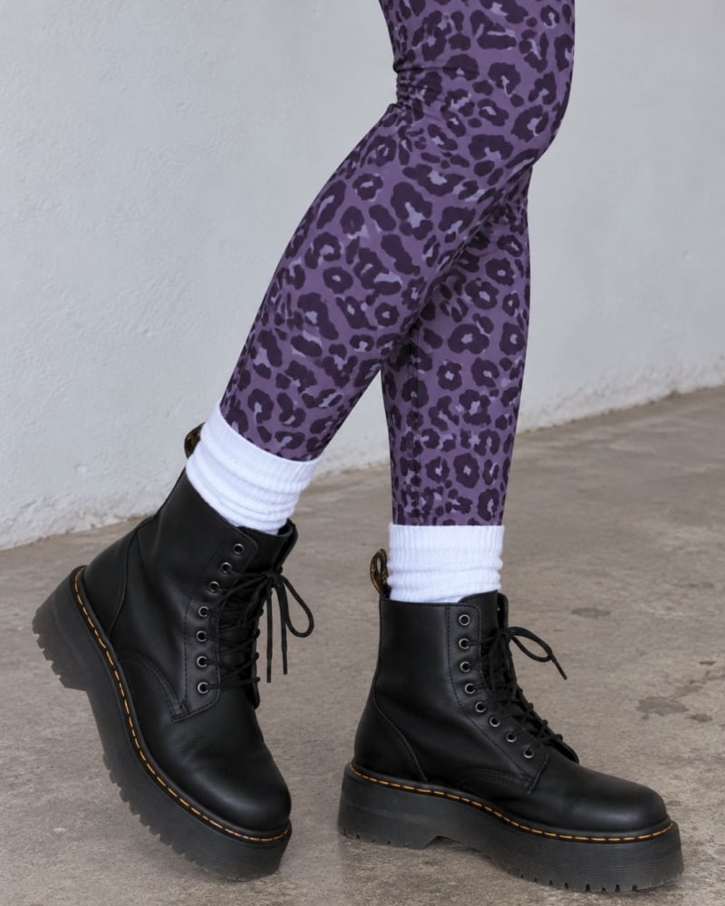 Leopard Purple & Midnight Yoga Leggings - Death & Friends