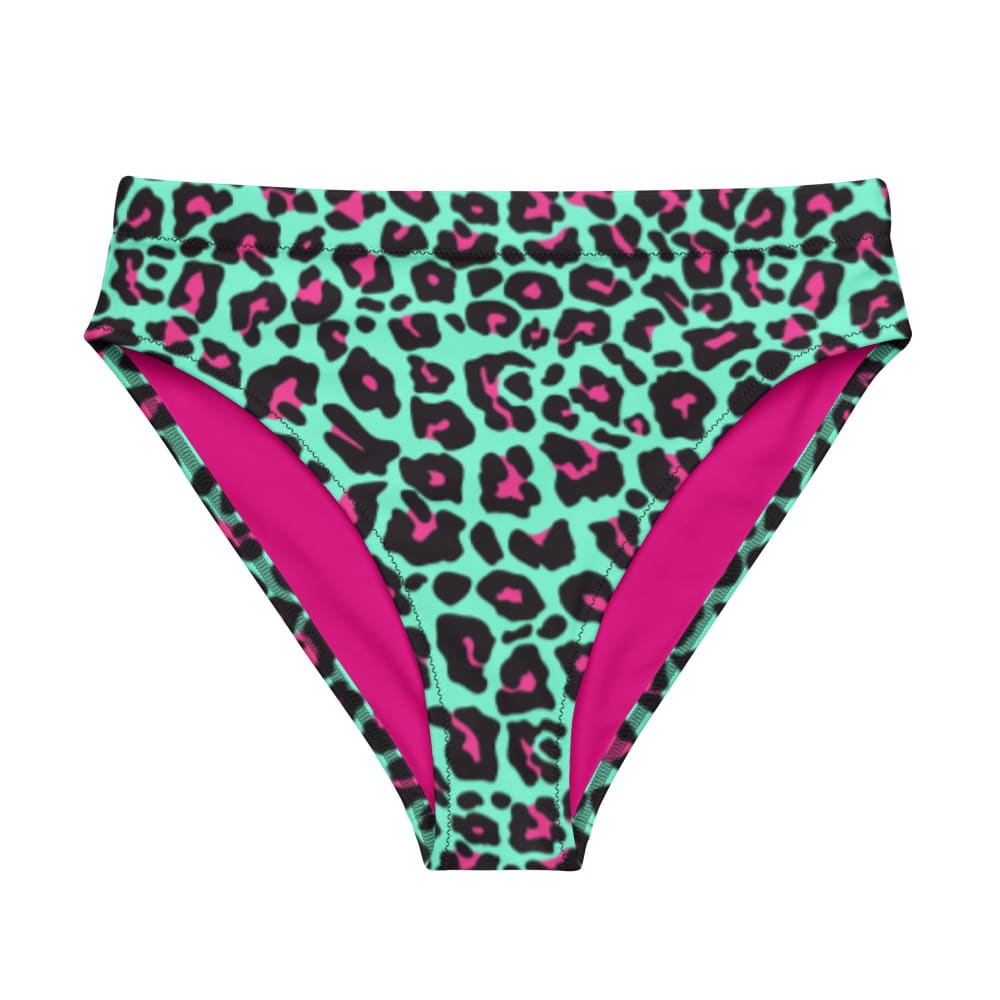 Leopard Teal & Pink high-waisted Punk Bikini Bottoms - Punk Swimsuit ...