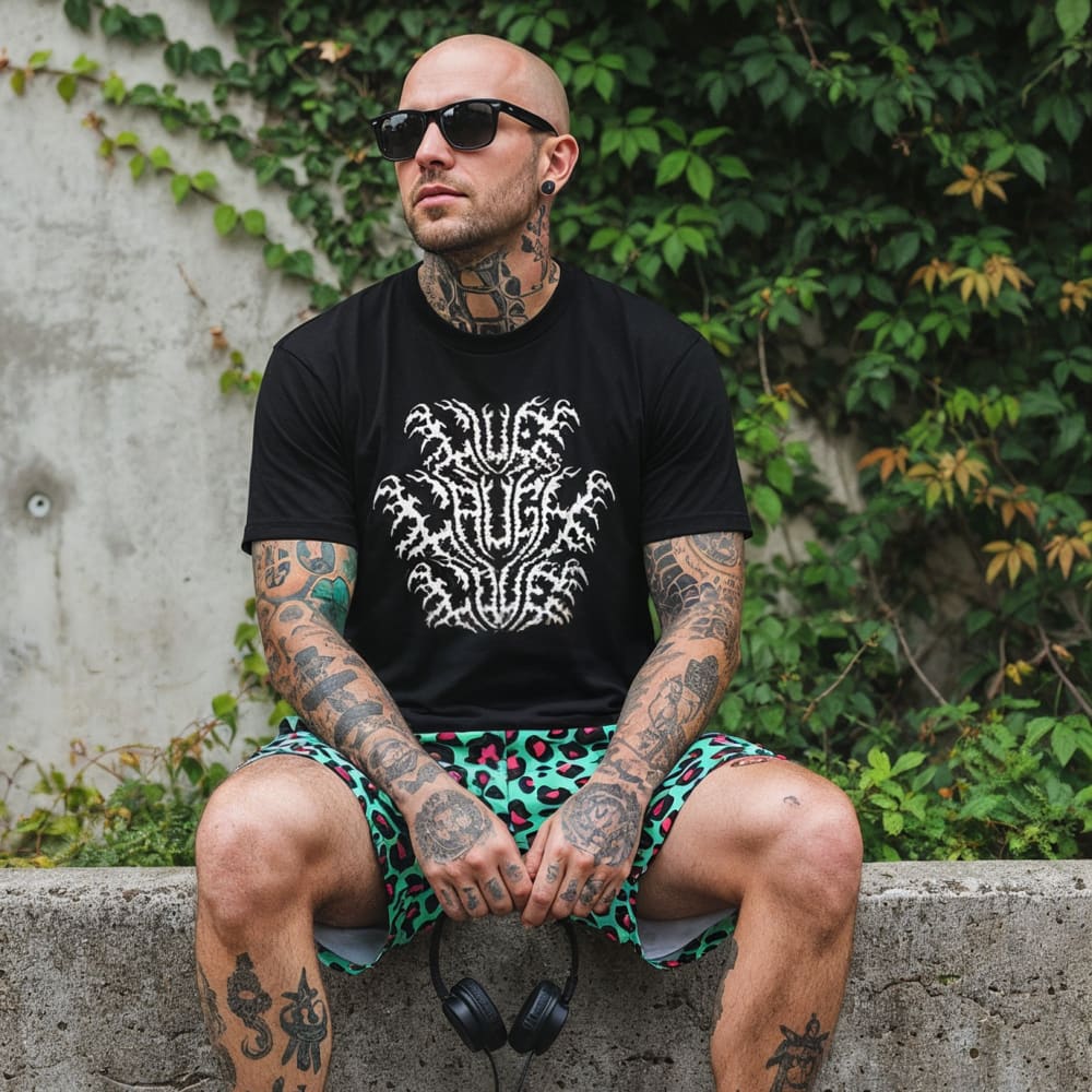 Leopard Teal & Pink Swim Shorts - Death and Friends - Goth