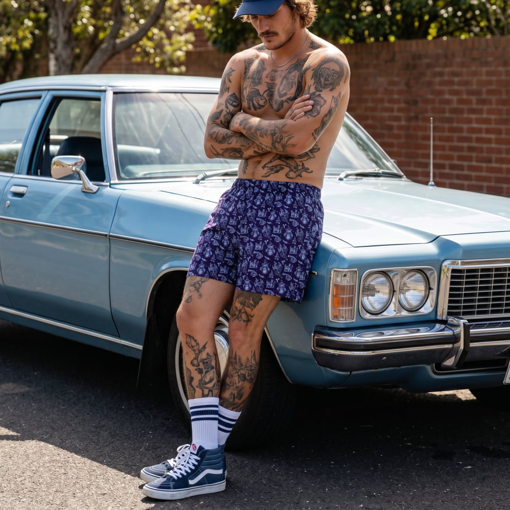 ’Midnight’ Witch Swim Shorts - Goth Swim Trunks - Witchy
