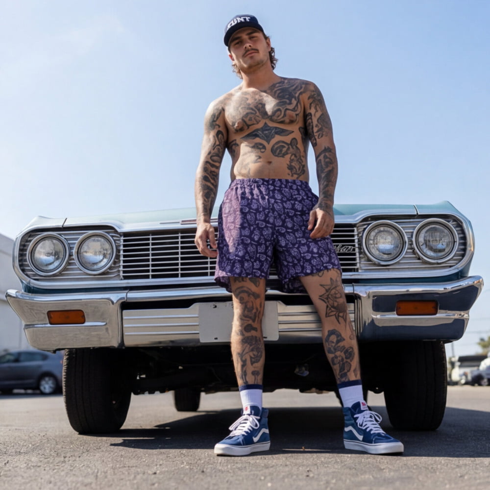 ’Midnight’ Witch Swim Shorts - Goth Swim Trunks - Witchy