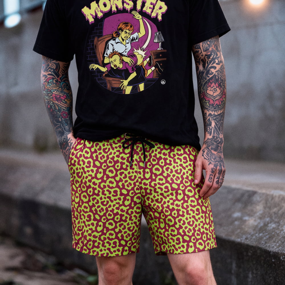 Neon Lizard Men’s Board Short - Death and Friends - Goth