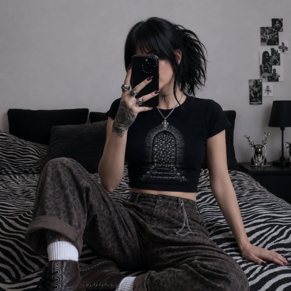 Skullgate Women Crop Top - Death and Friends - Gothic Skull