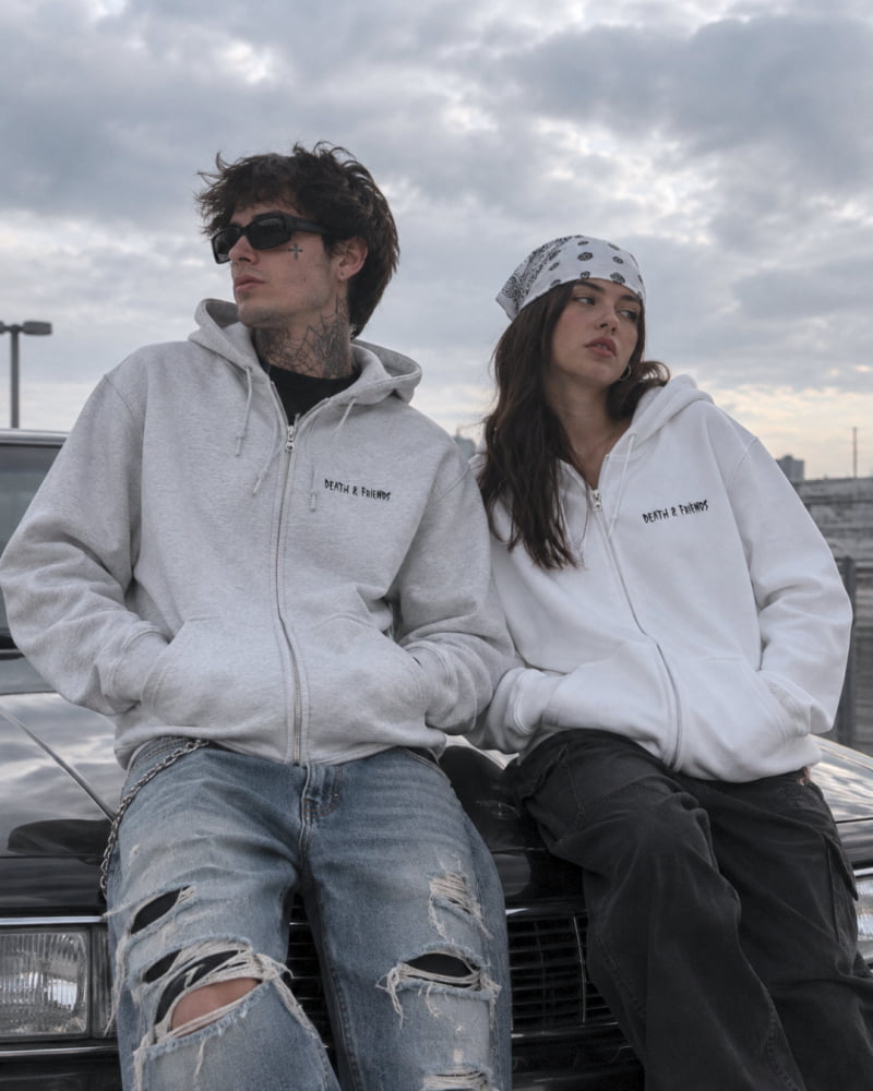 Three Wise Monkey Zip-Up Hoodie - Death and Friends - ’Hear