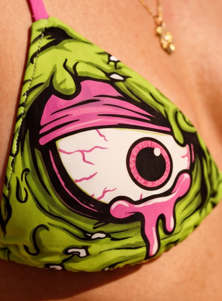 Toxic-Bile Green String Bikini Set - Death and Friends