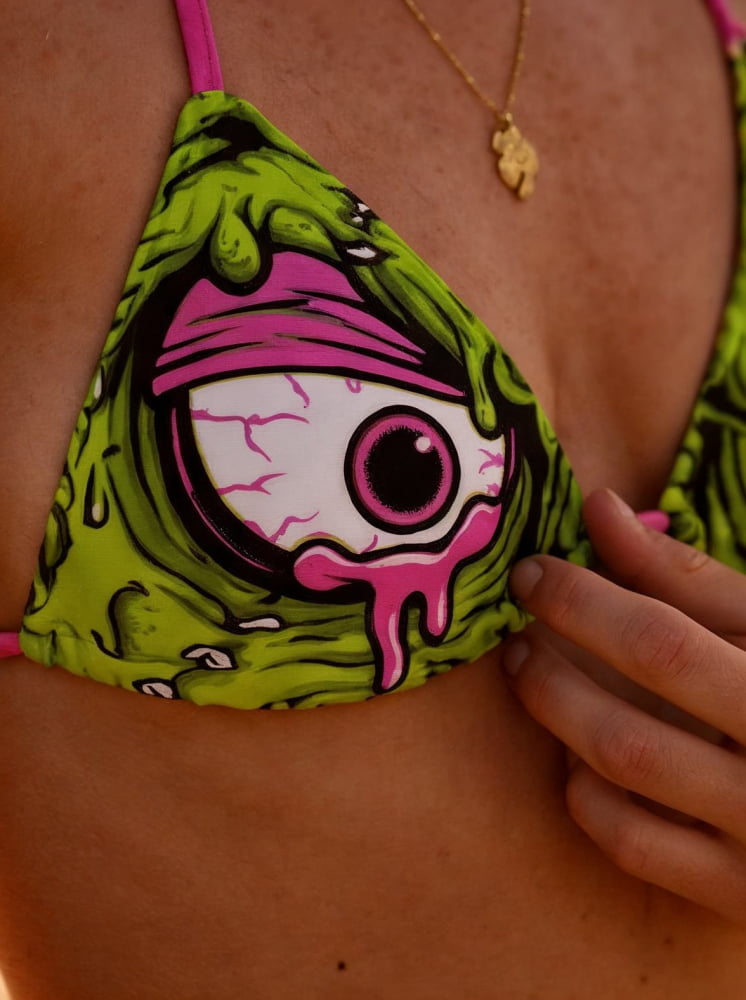 Toxic-Bile Green String Bikini Set - Death and Friends